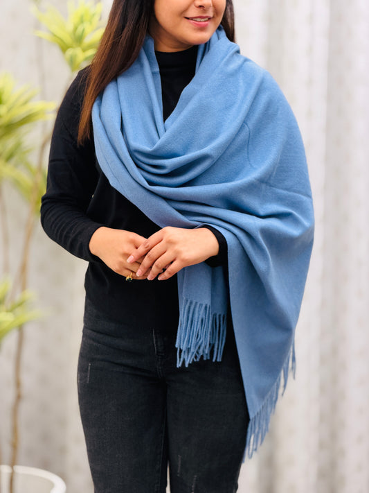 Vintage Blue Cashmere Wool Stole