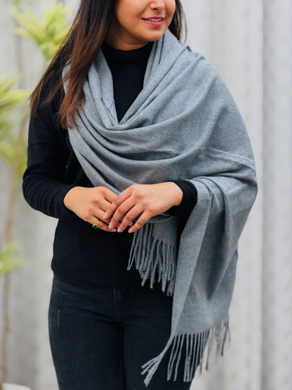 Grey Cashmere Wool Stole