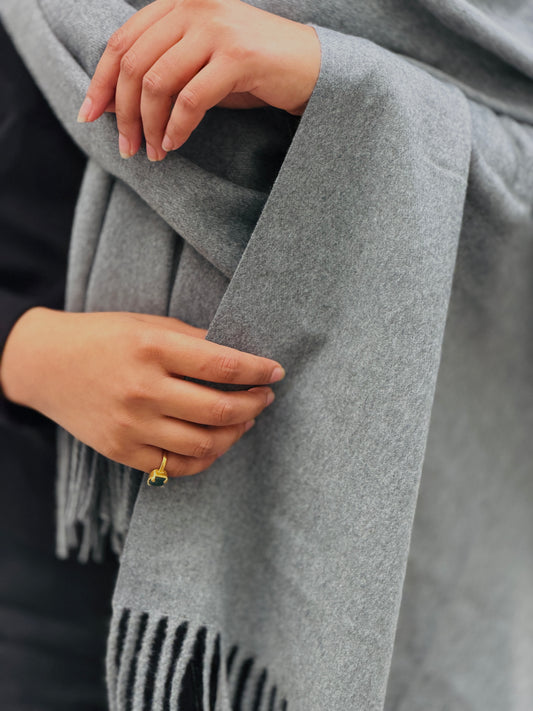 Grey Cashmere Wool Stole