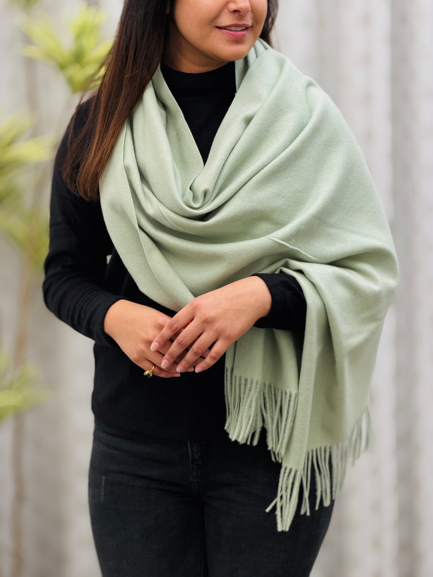 Sage Cashmere Wool Stole