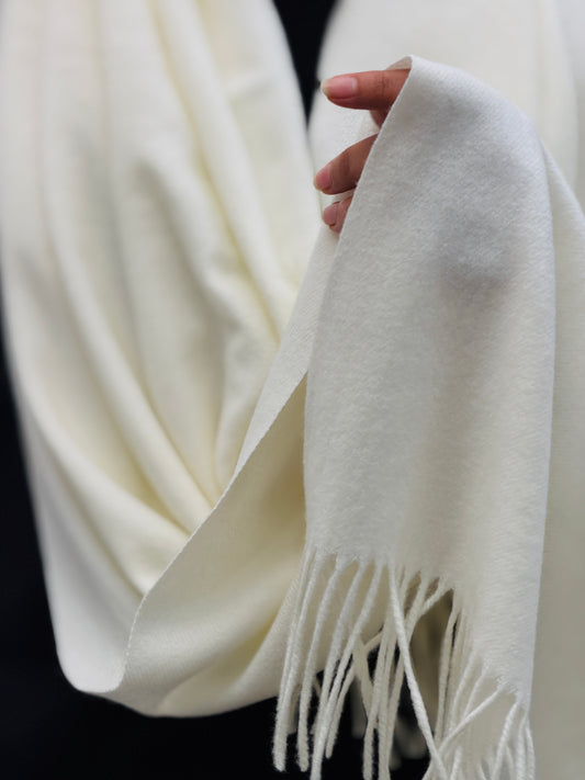 White Cashmere Wool Stole