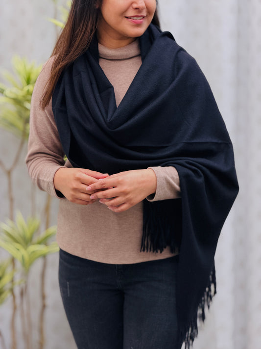 Black Cashmere Wool Stole