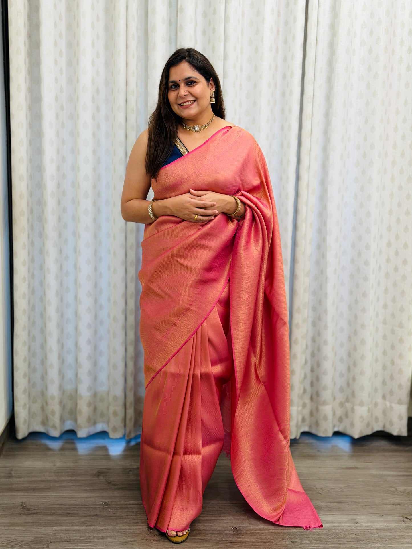 Peach Rose Banarasi Soft Silk