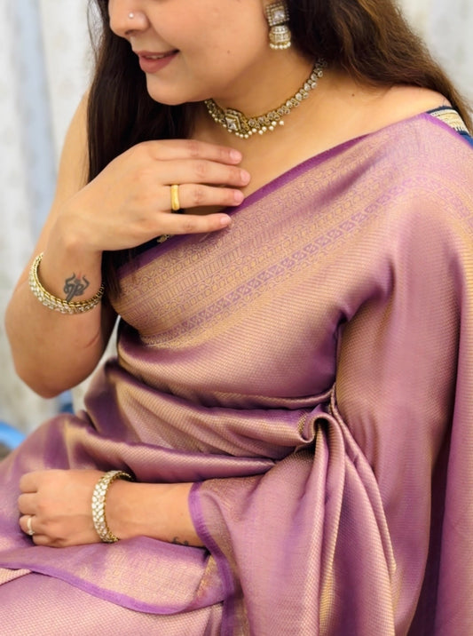 Lilac Banarasi Soft Silk