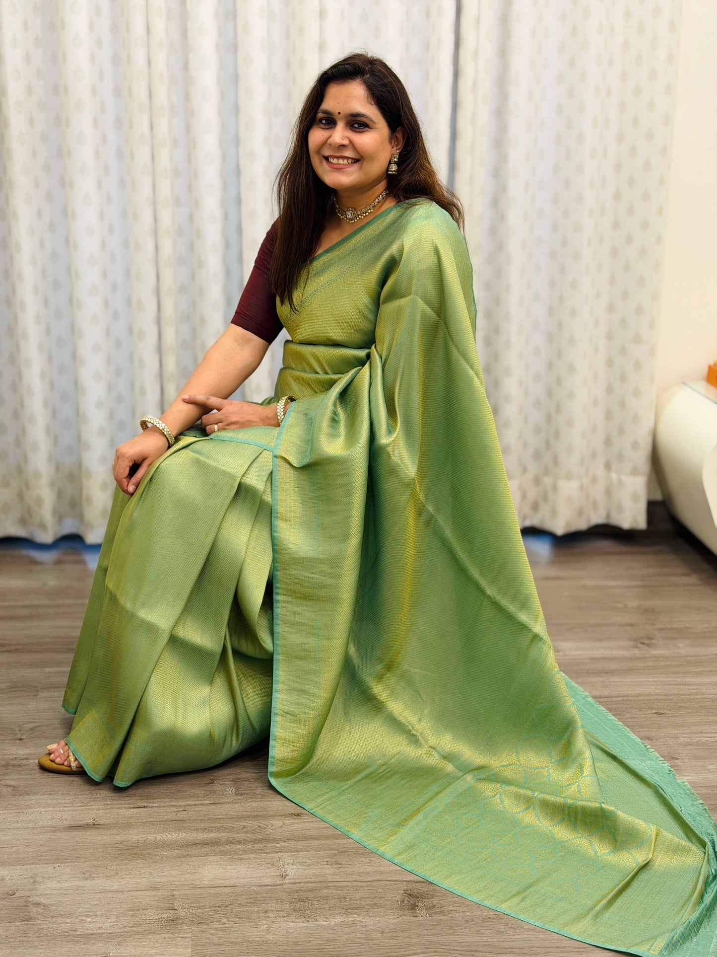 Pastel Green Banarasi Soft Silk