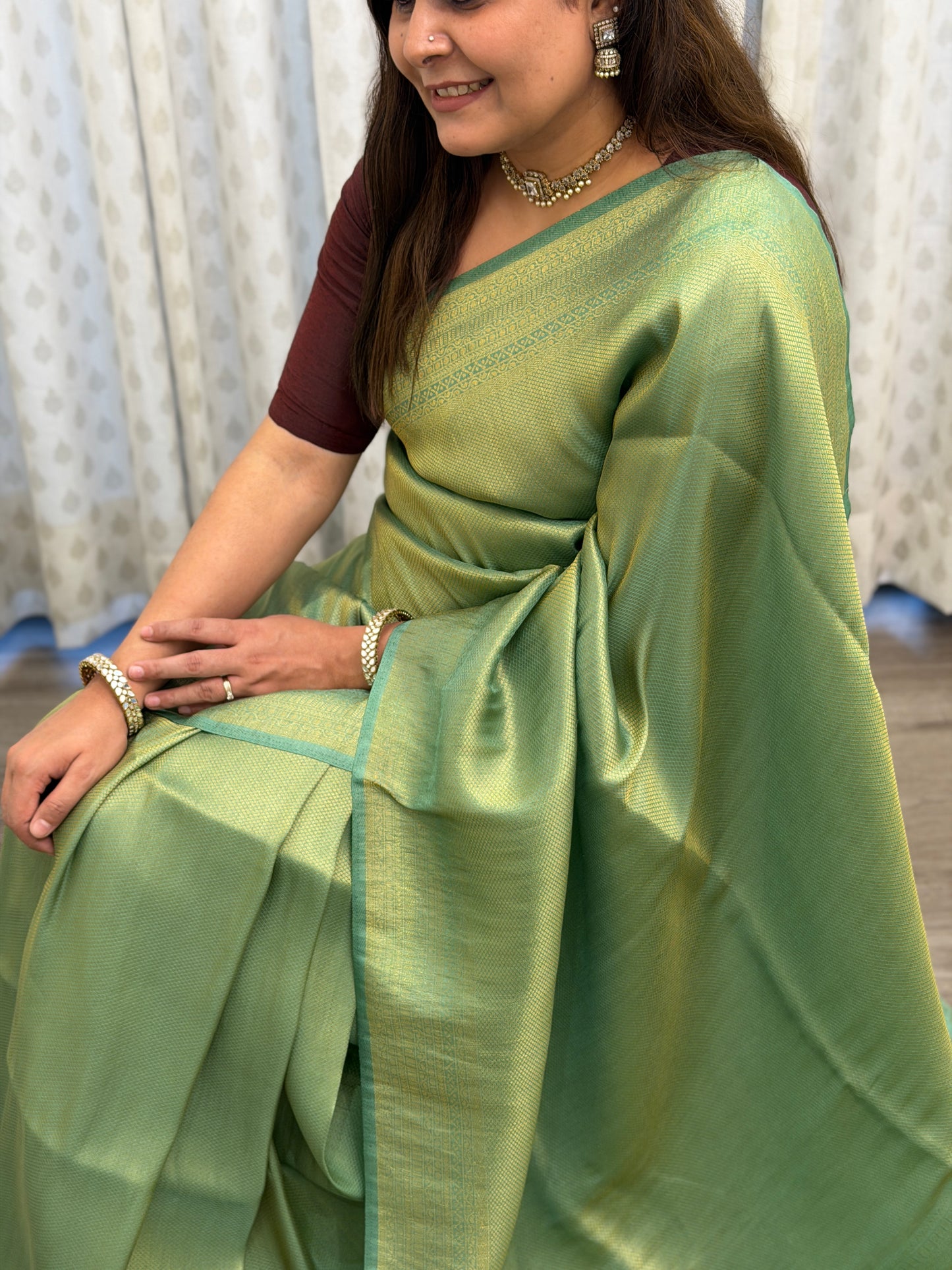 Pastel Green Banarasi Soft Silk