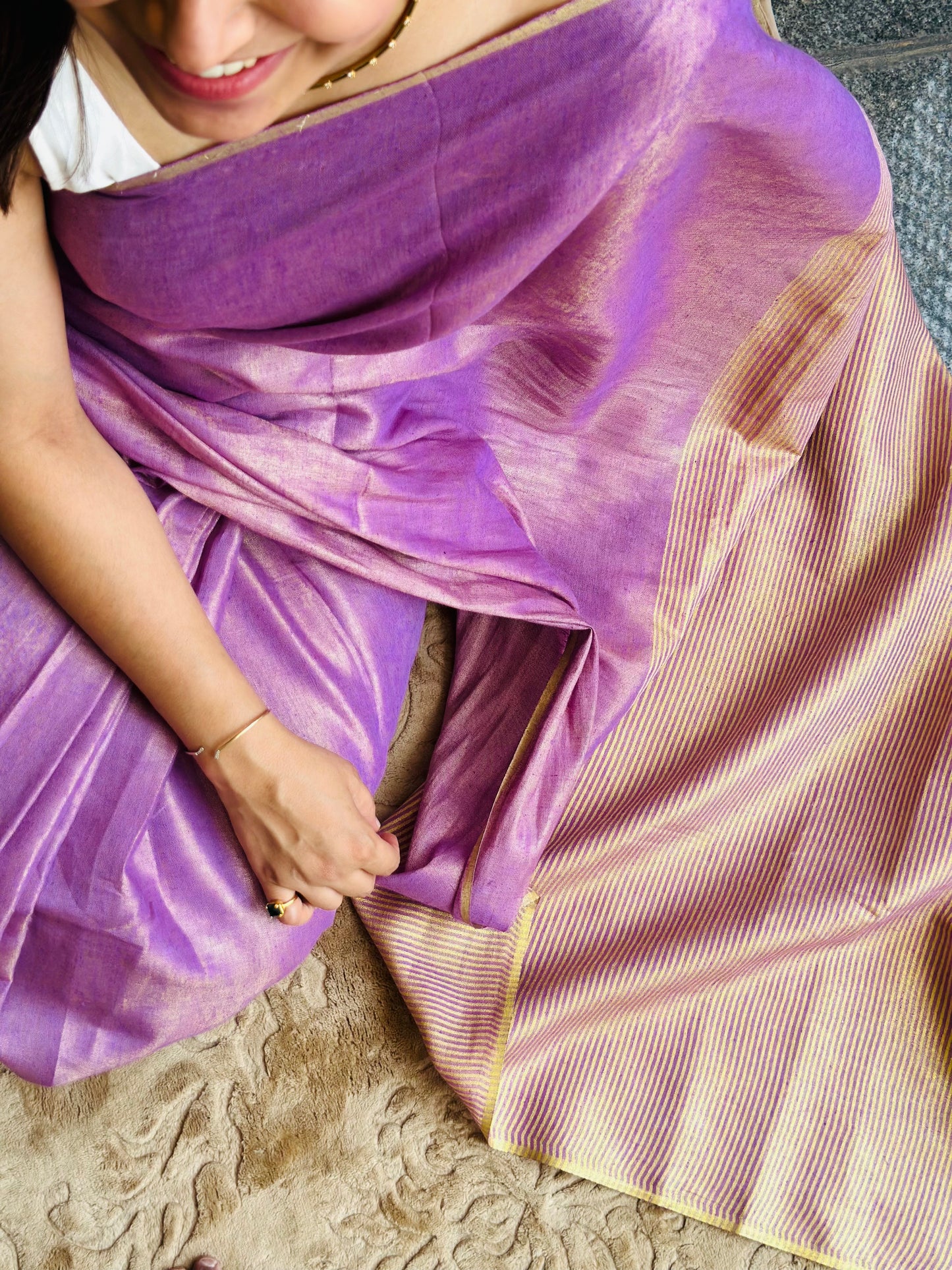 Purple Tissue Linen Saree