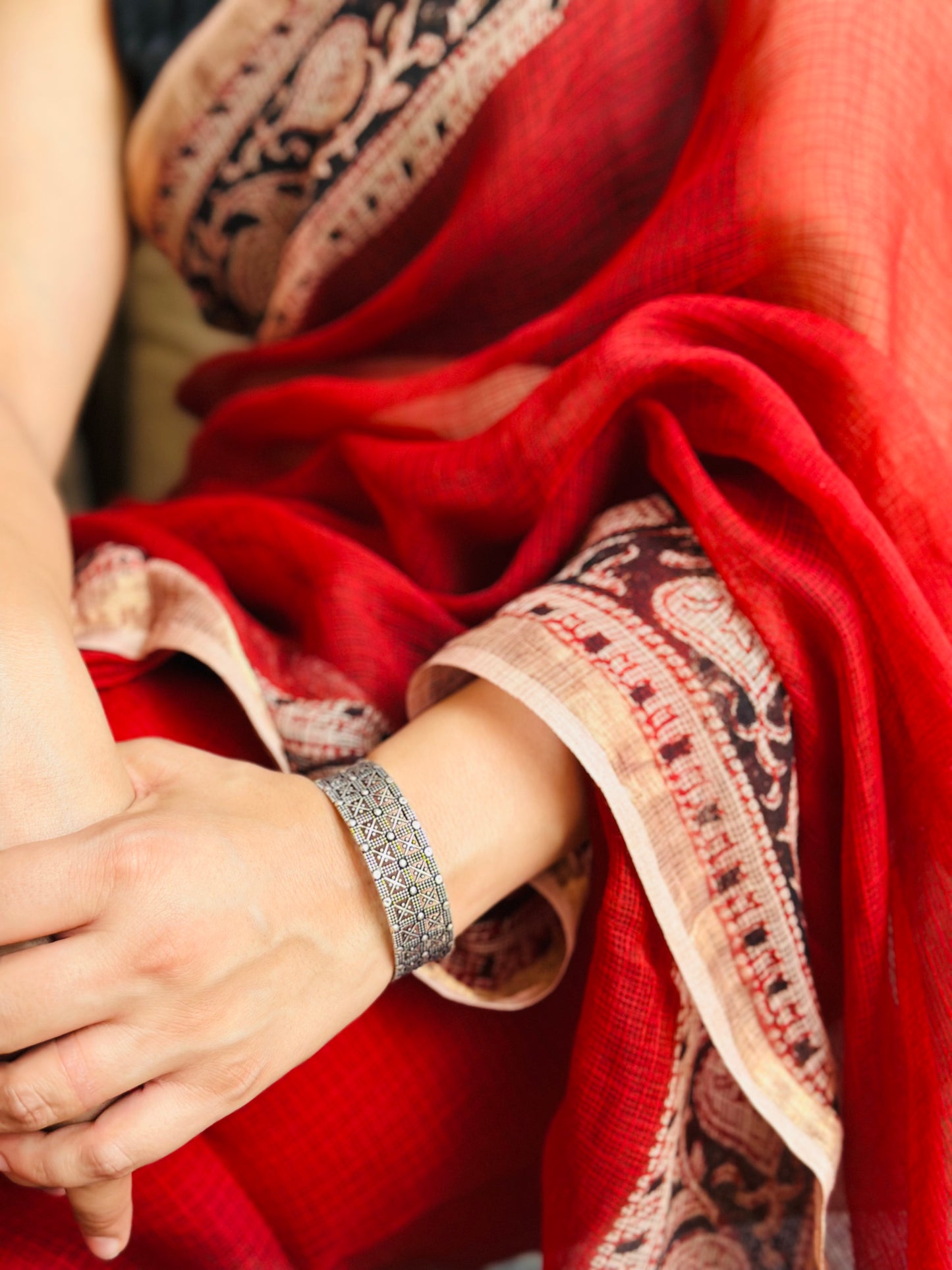 Red Kota Doria Saree