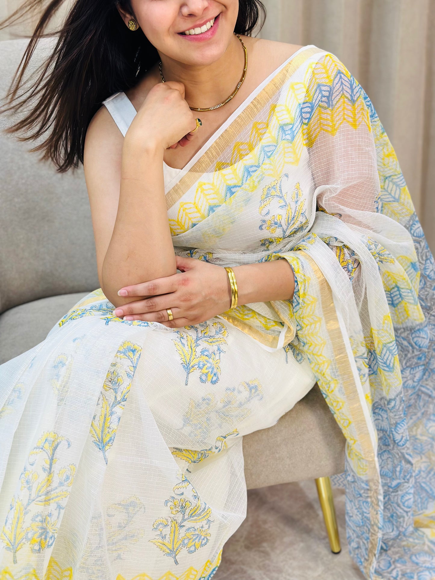 White Kota Doria Saree