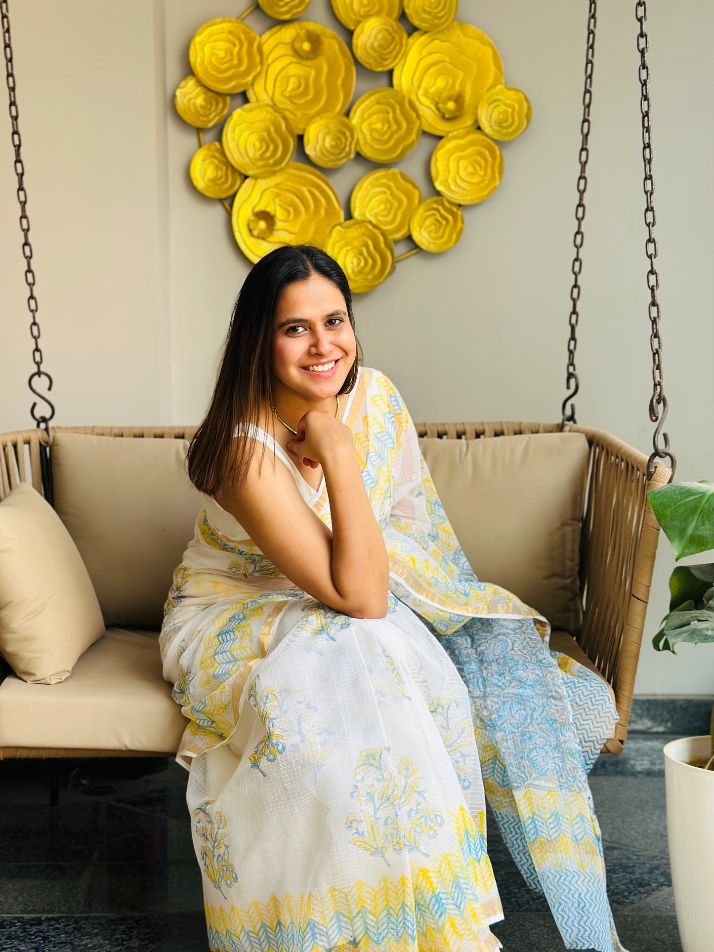 White Kota Doria Saree
