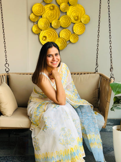 White Kota Doria Saree