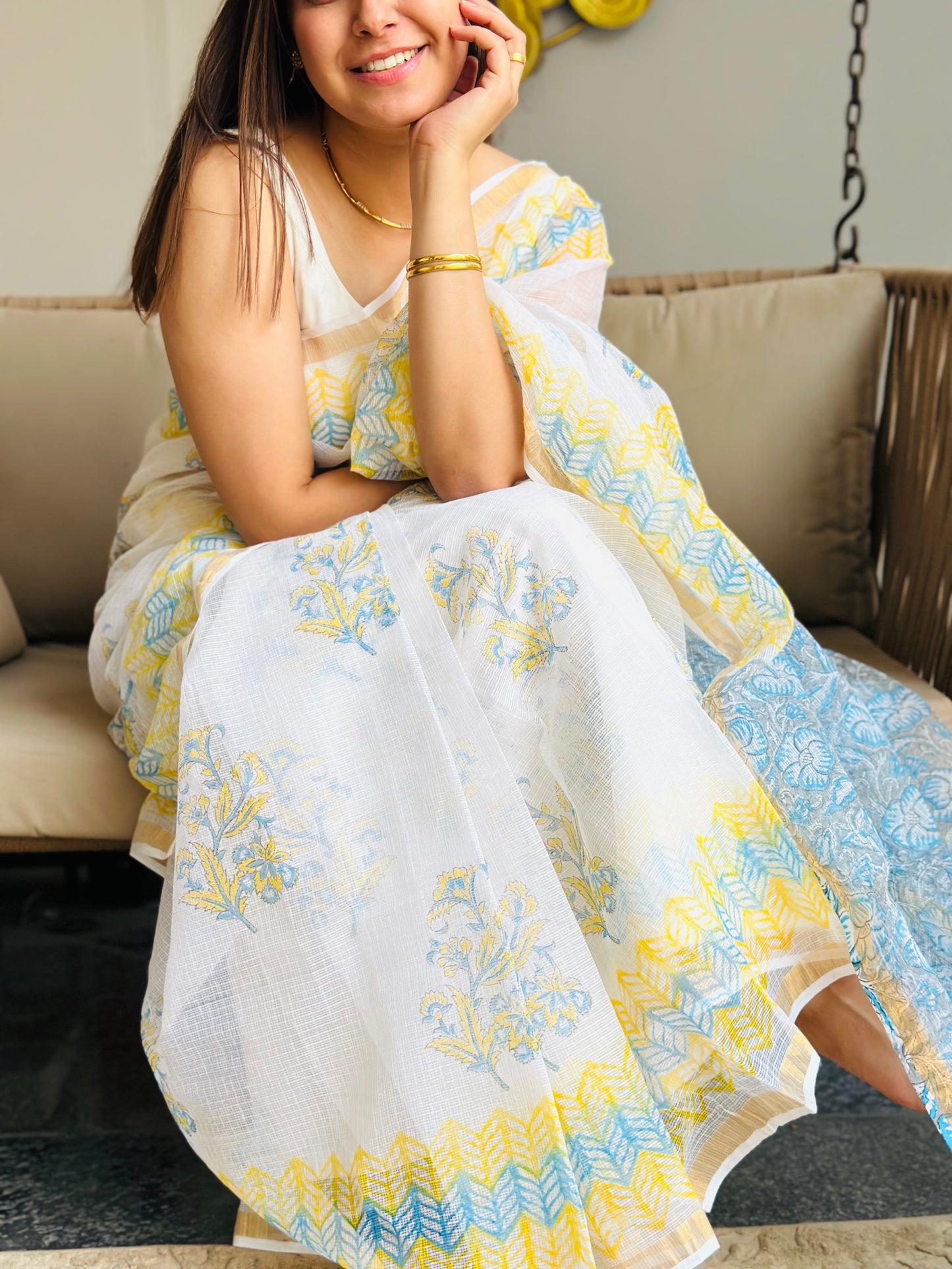 White Kota Doria Saree