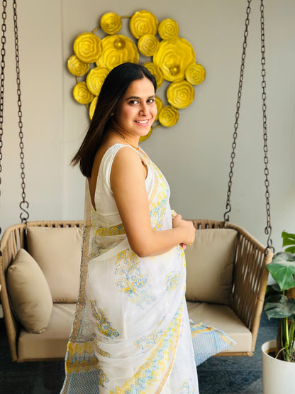 White Kota Doria Saree