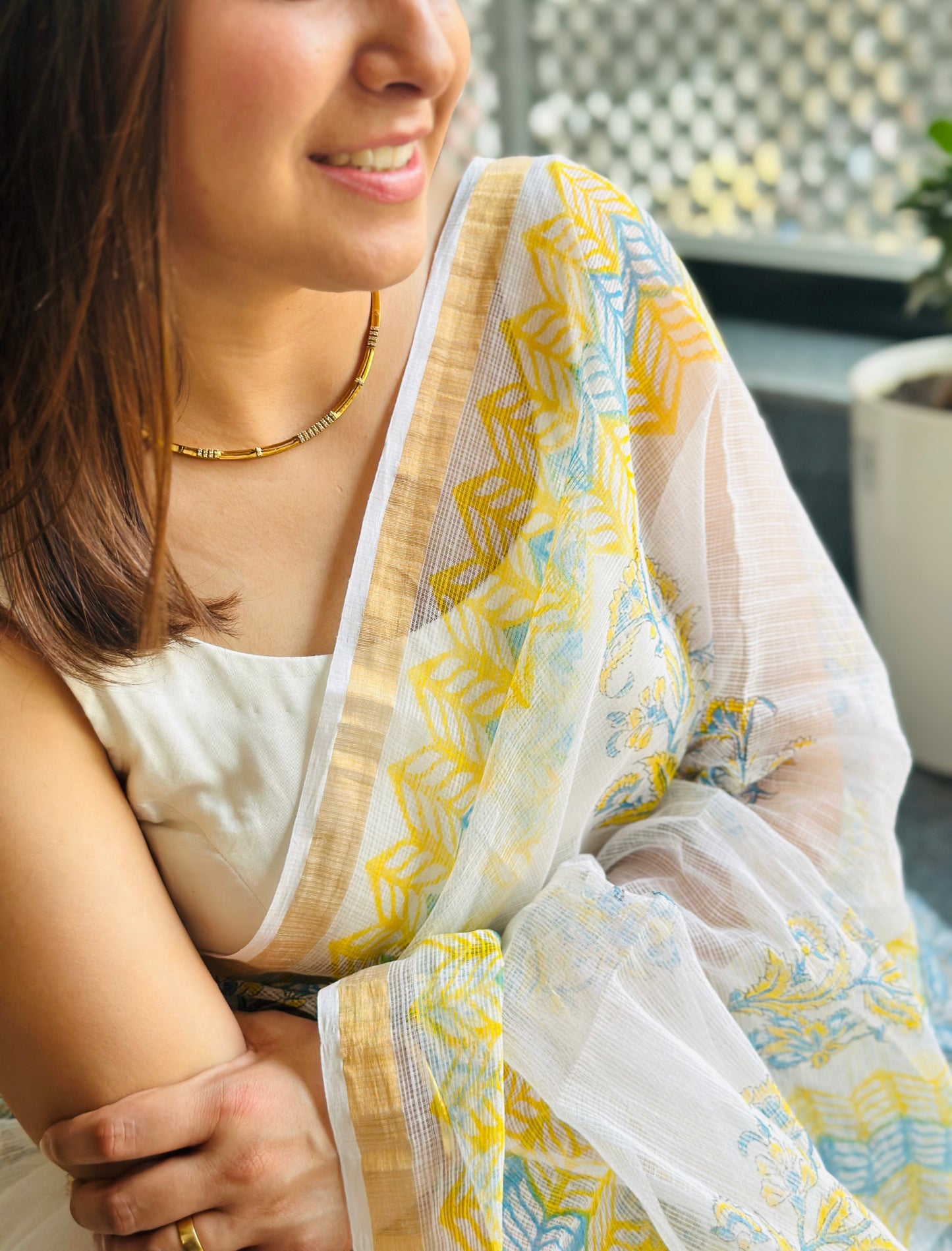 White Kota Doria Saree