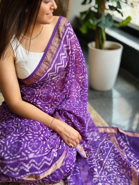 Purple Maheshwari Cotton Saree
