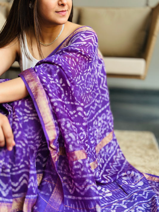 Purple Maheshwari Cotton Saree