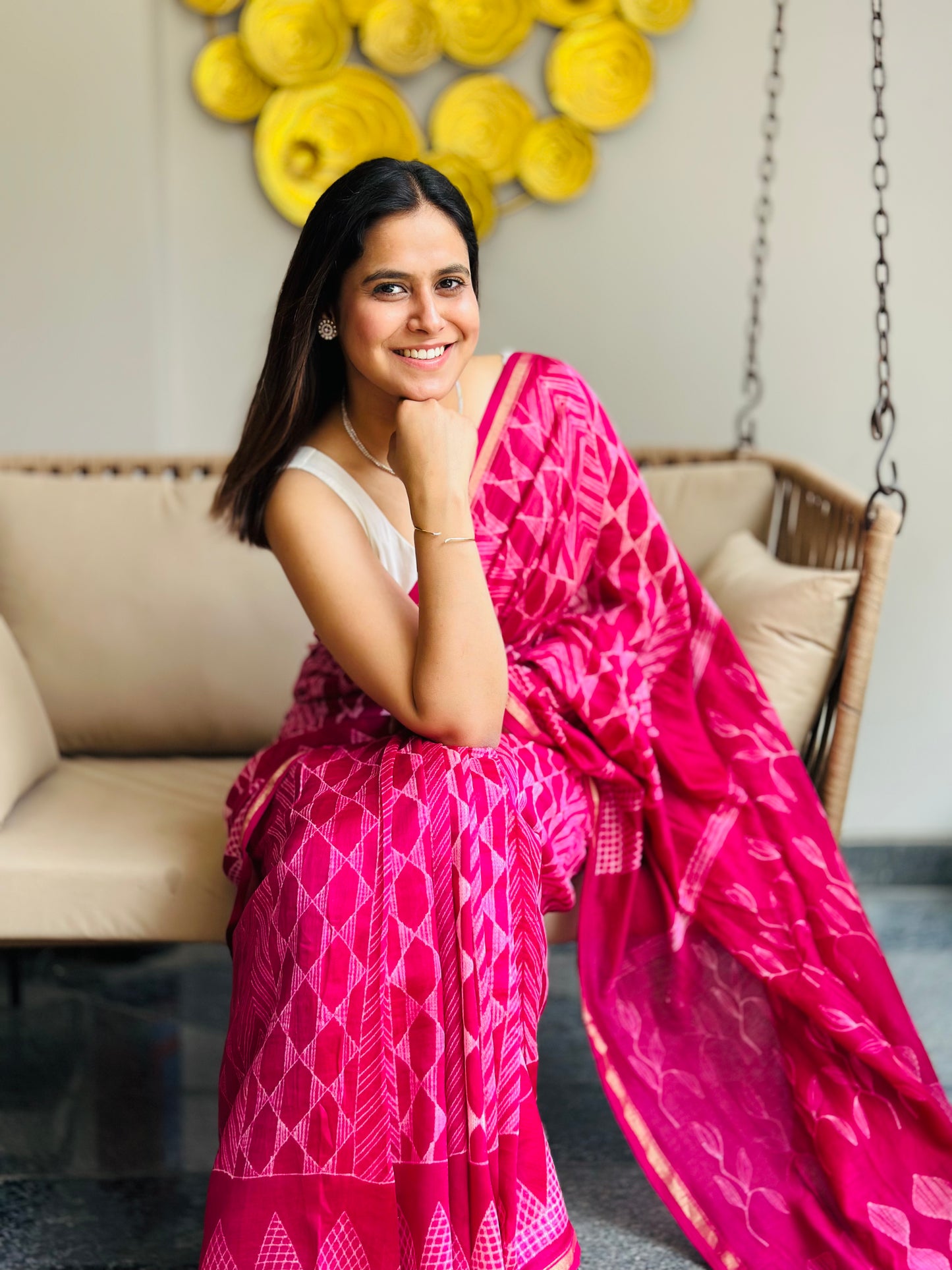 Pink Shibori Saree