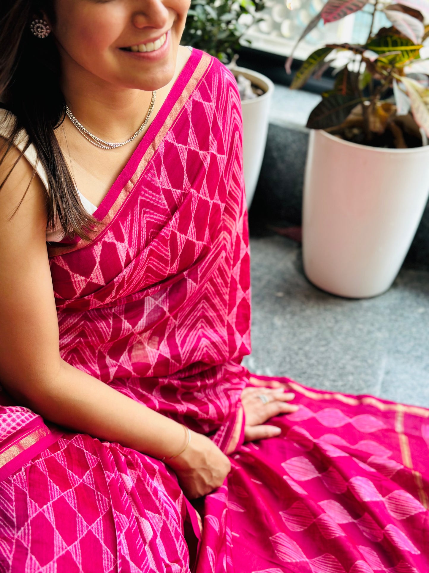Pink Shibori Saree
