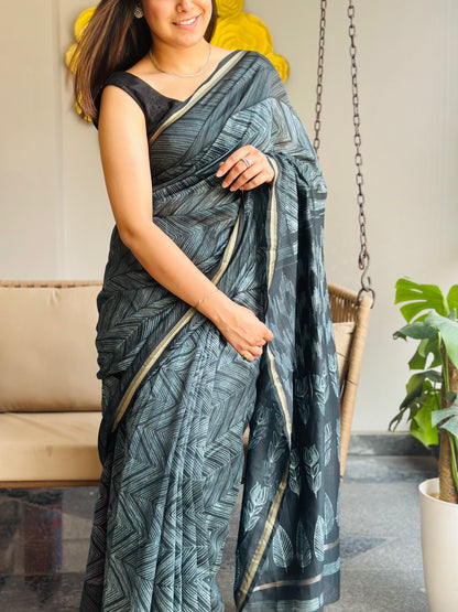 Graphite Shibori Saree