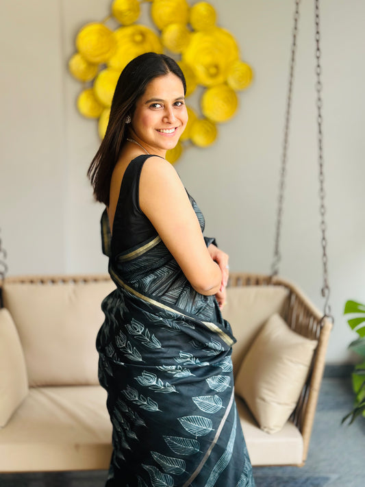 Graphite Shibori Saree
