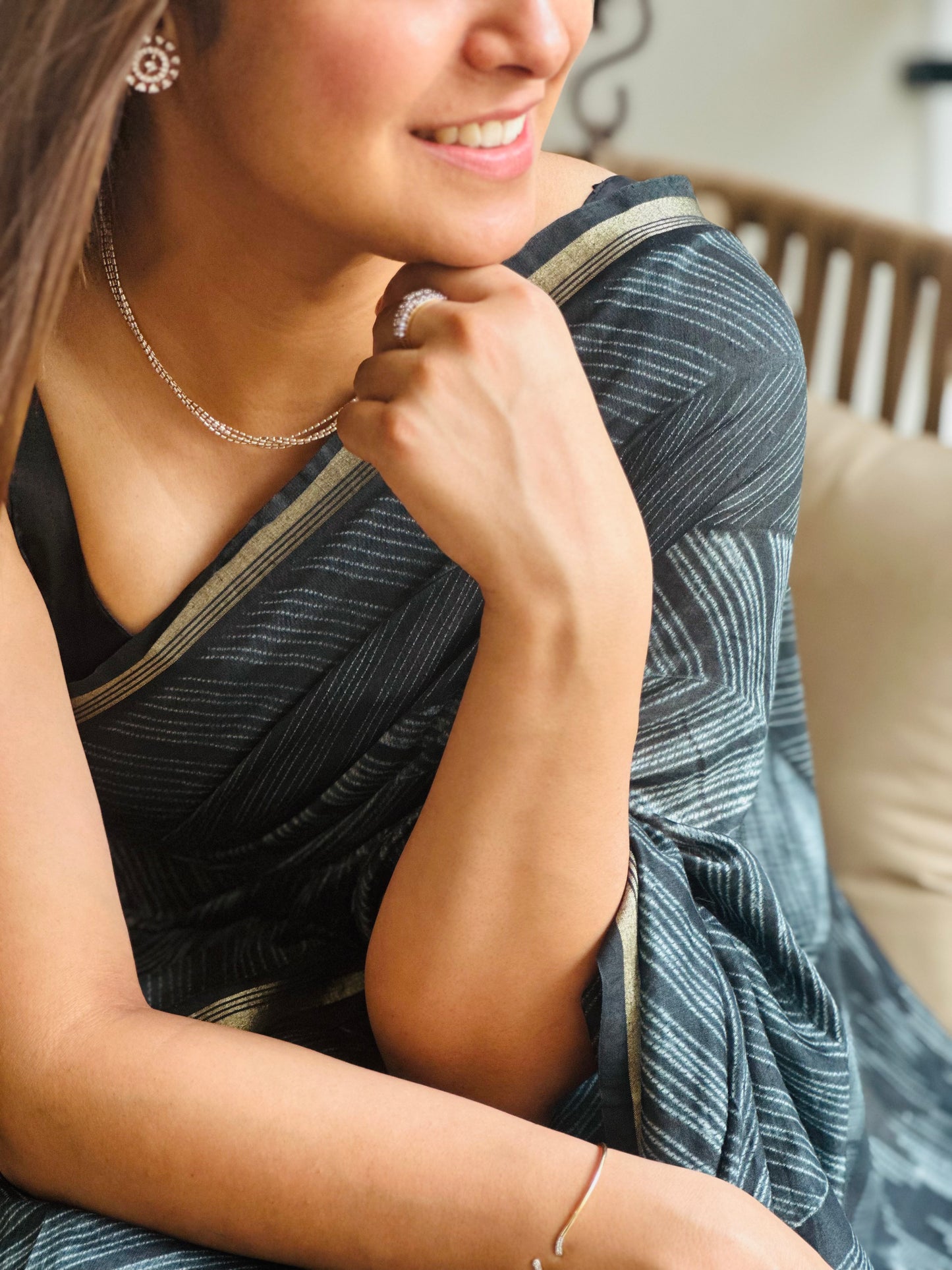 Graphite Shibori Saree