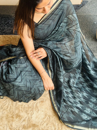 Graphite Shibori Saree