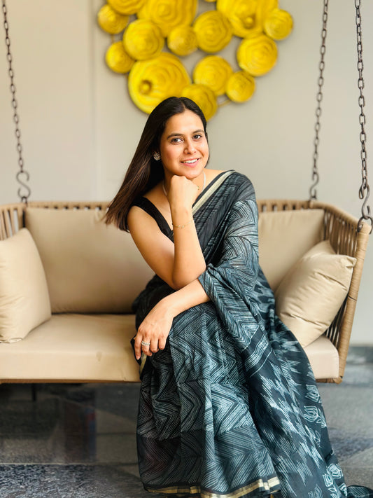 Graphite Shibori Saree