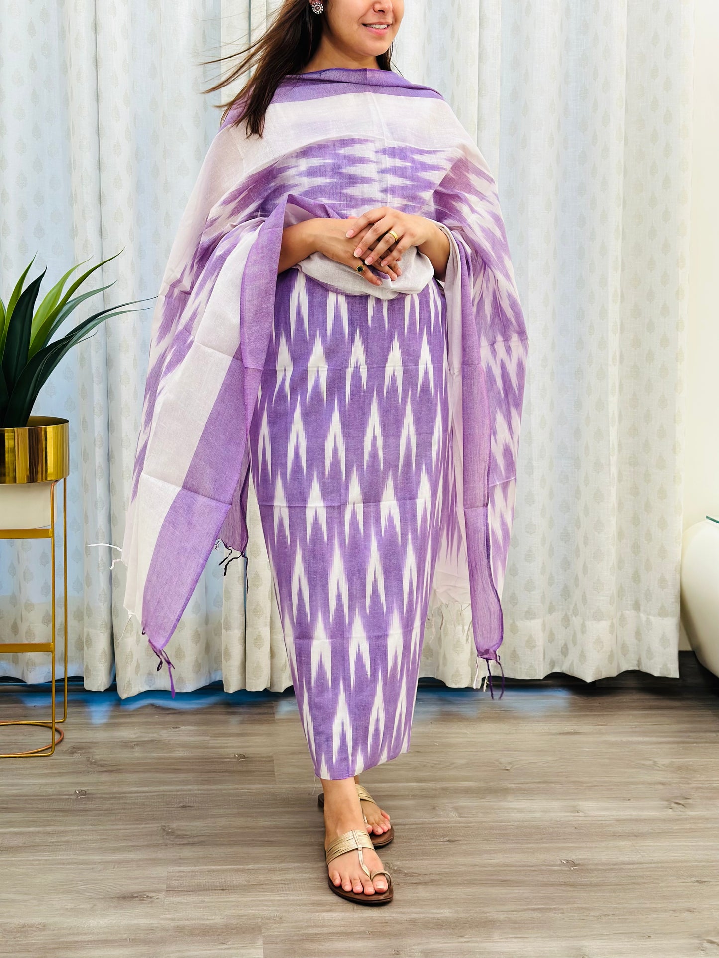 Purple ikkat Cotton Suit