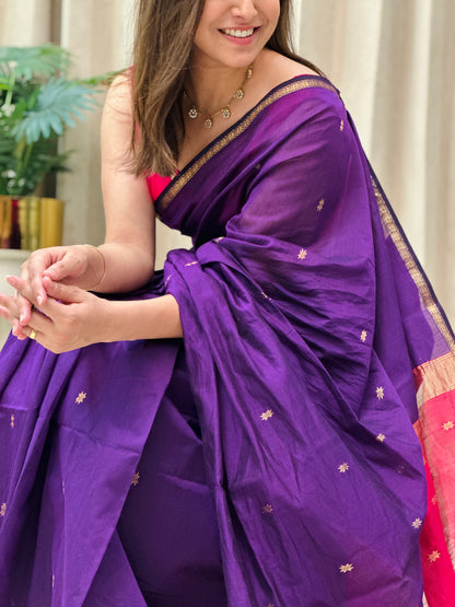 Purple Maheshwari  Saree