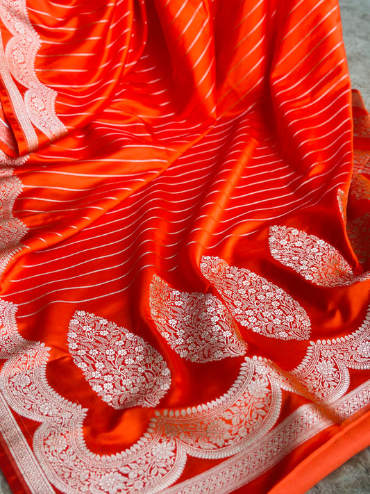Orange Mashru Silk Banarasi Saree