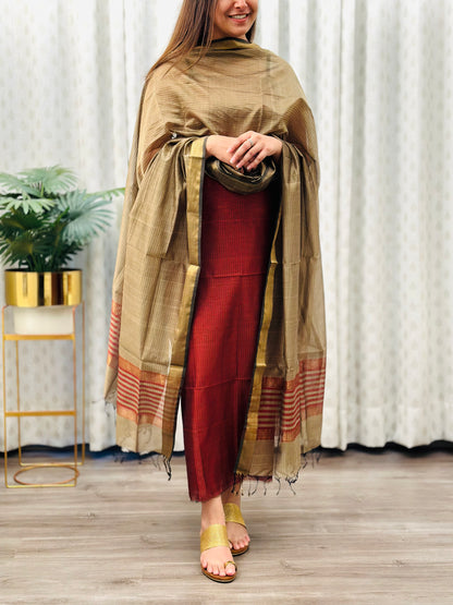 Ruhani Rust- Maheshwari Suit