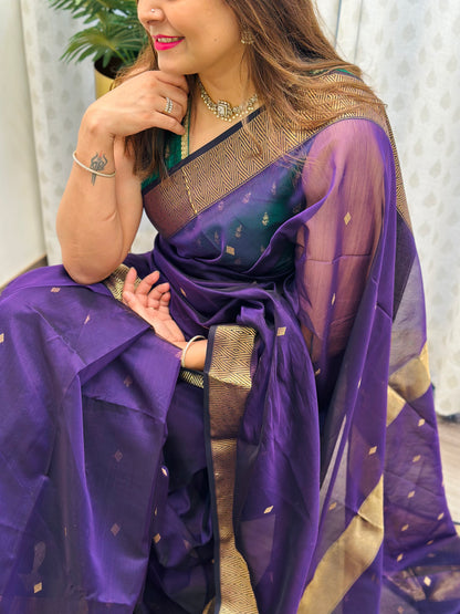 Deep Purple Maheshwari Saree
