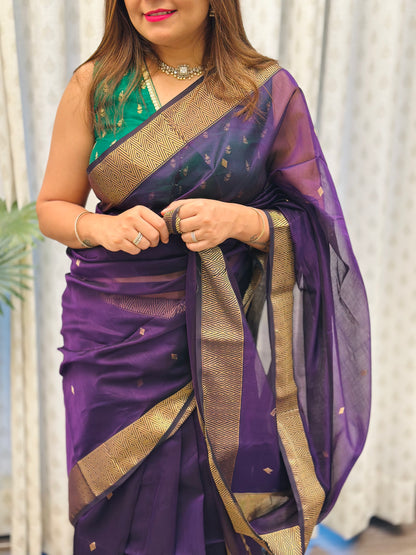 Deep Purple Maheshwari Saree