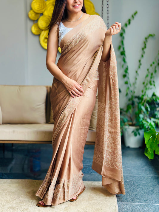 Nude Modal Silk Saree