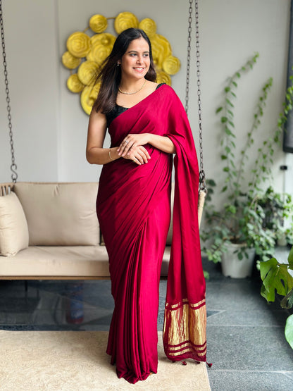 Maroon Modal Silk Saree