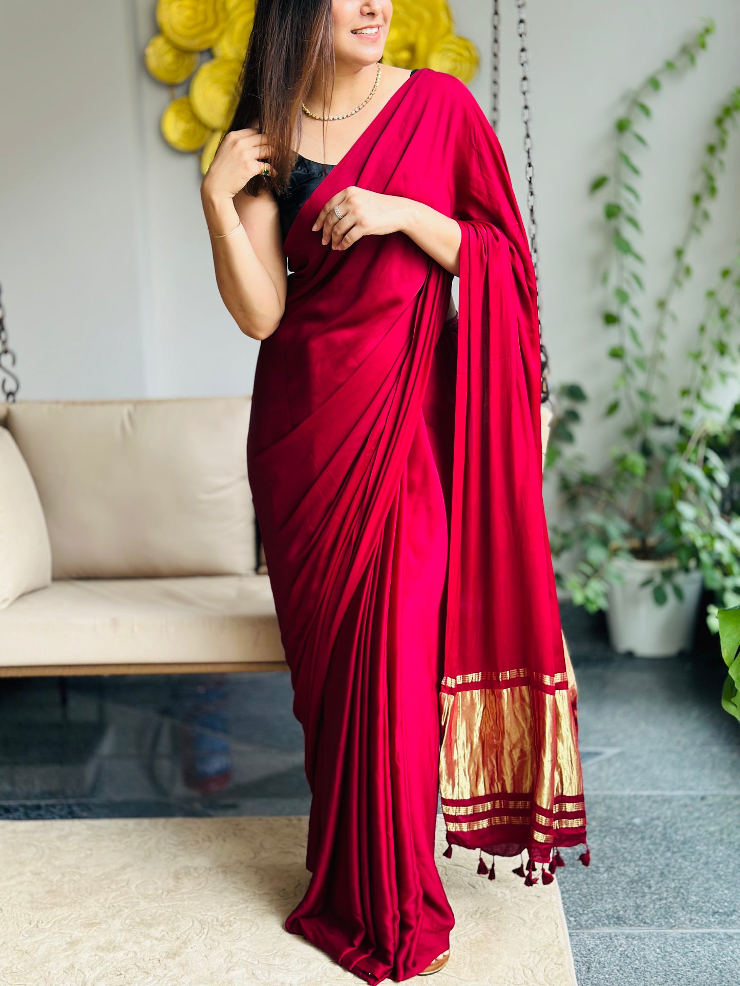 Maroon Modal Silk Saree