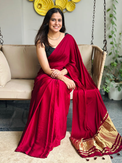 Maroon Modal Silk Saree