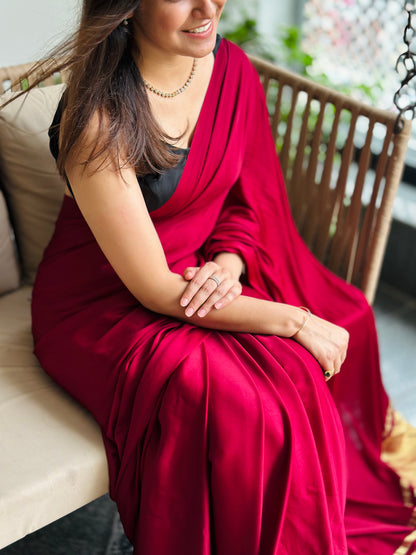 Maroon Modal Silk Saree