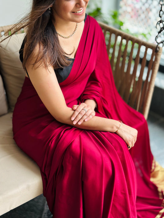 Maroon Modal Silk Saree