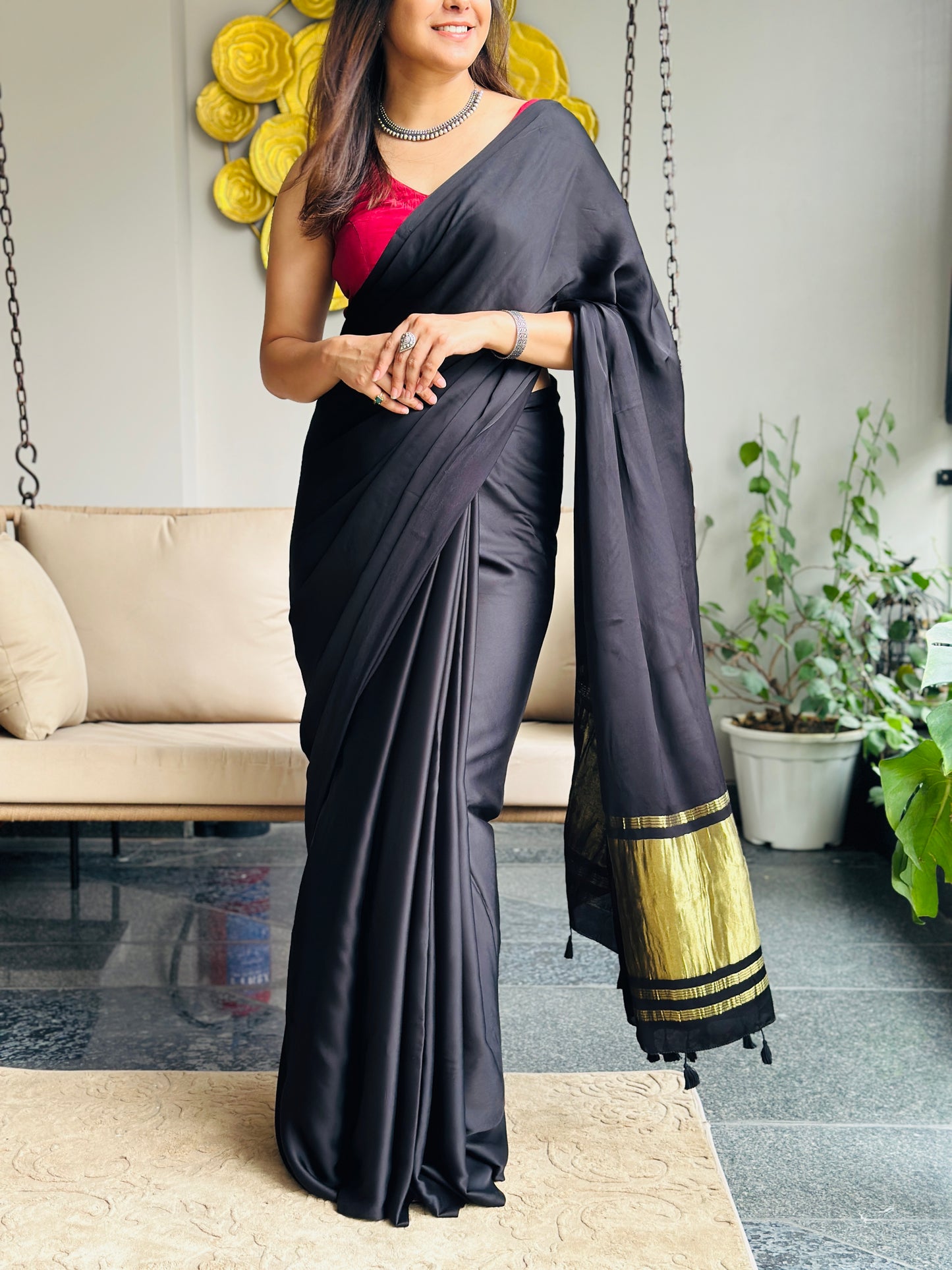 Black Modal Silk Saree