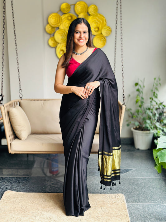 Black Modal Silk Saree