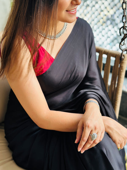 Black Modal Silk Saree