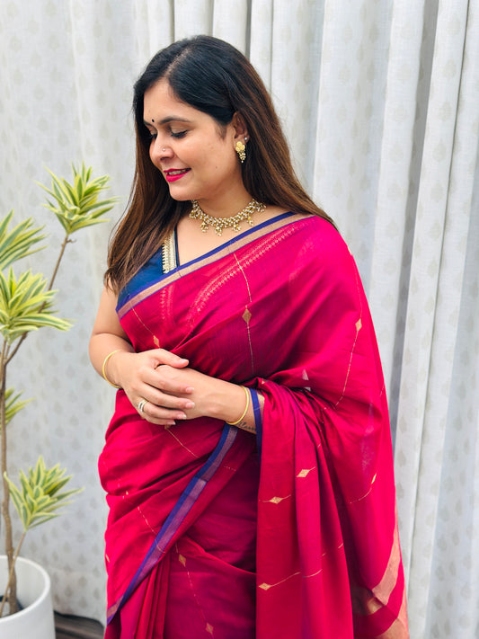 Pink Maheshwari Saree