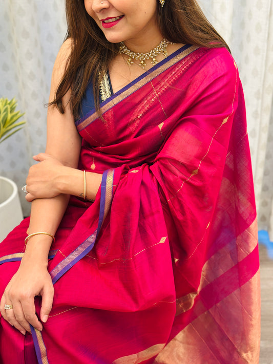 Pink Maheshwari Saree