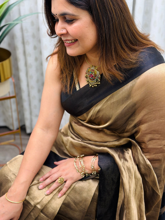Antique Gold Tissue Saree