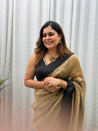 Antique Gold Tissue Saree
