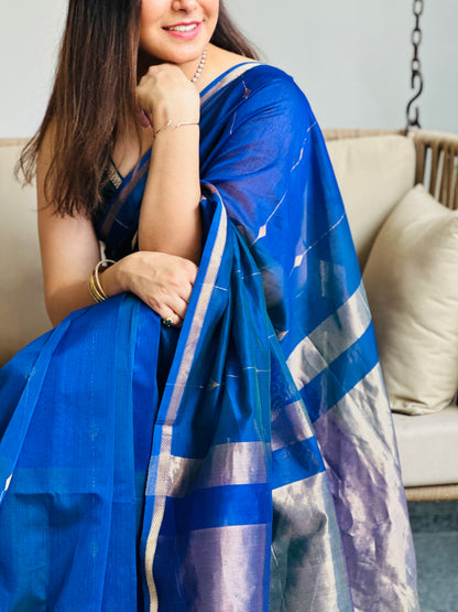 Peacock Blue Maheshwari Saree