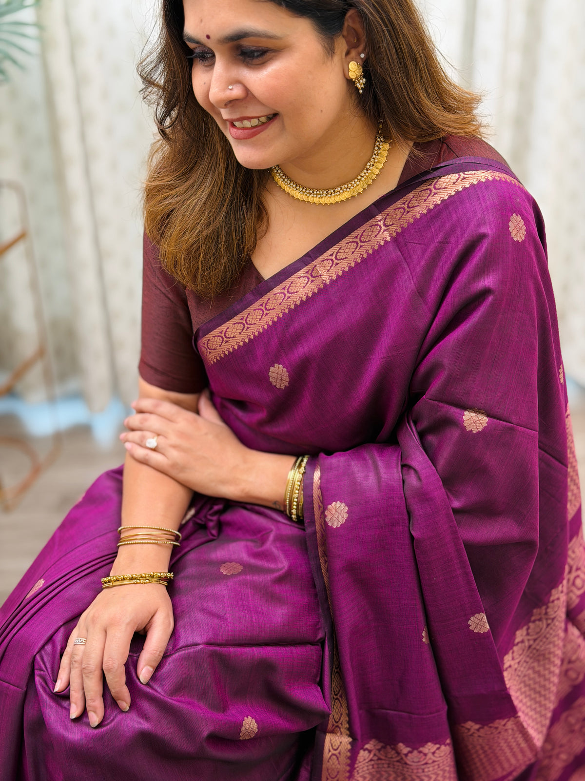 Purple Mercerised Maheshwari