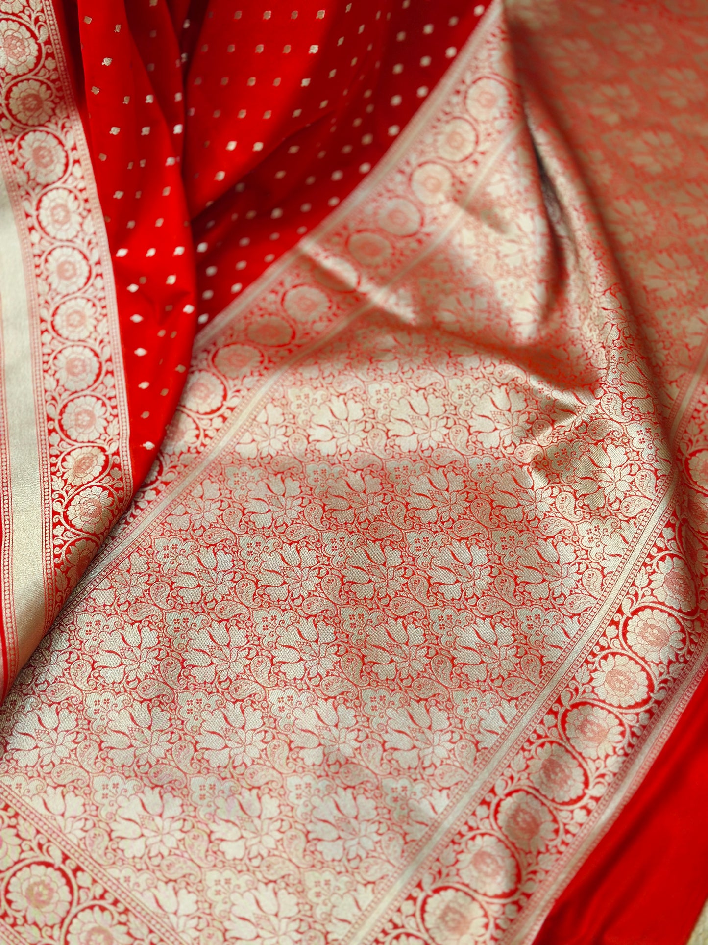 Red Banarasi Katan Silk Saree