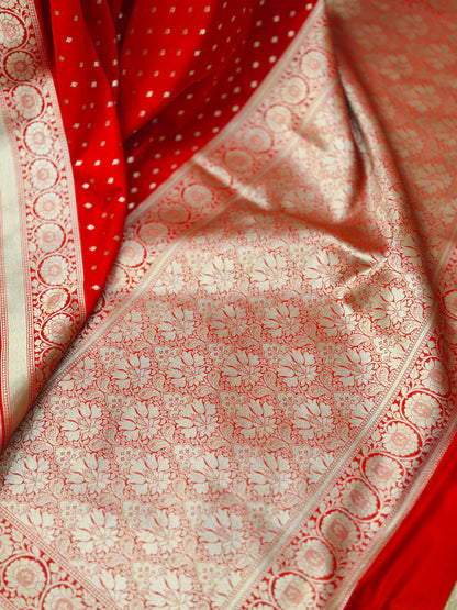Red Banarasi Katan Silk Saree